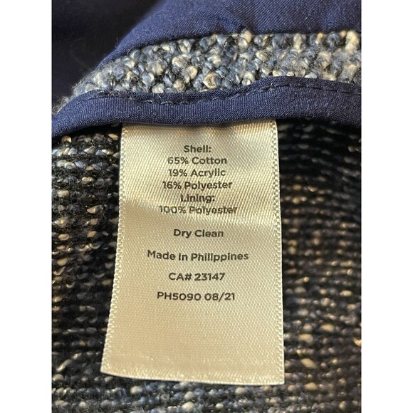 Talbots Blue Tweed Barleycorn Long Sleeve Double Breasted Career Blazer 12P - Picture 6 of 9